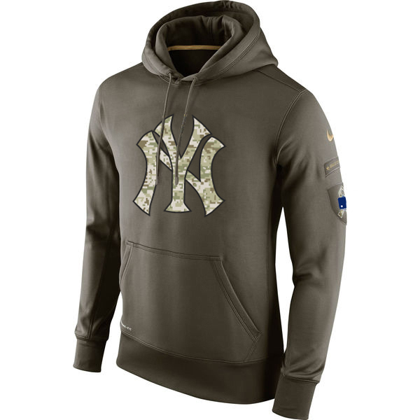 MLB Men New York Yankees Nike Olive Salute To Service KO Performance Hoodie Green->new york yankees->MLB Jersey